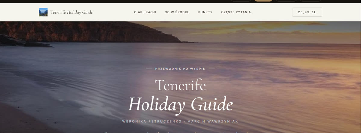 Tenerife Holiday Guide — interaktywny przewodnik po wyspie, aplikacja Devpartner